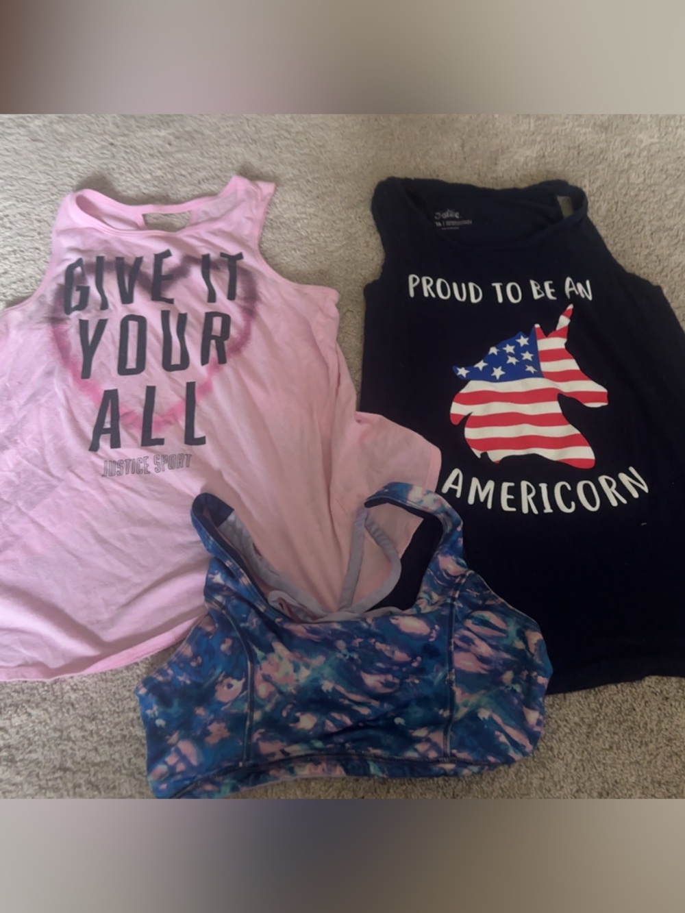 JUSTICE Tank top and sports bra bundle/lot